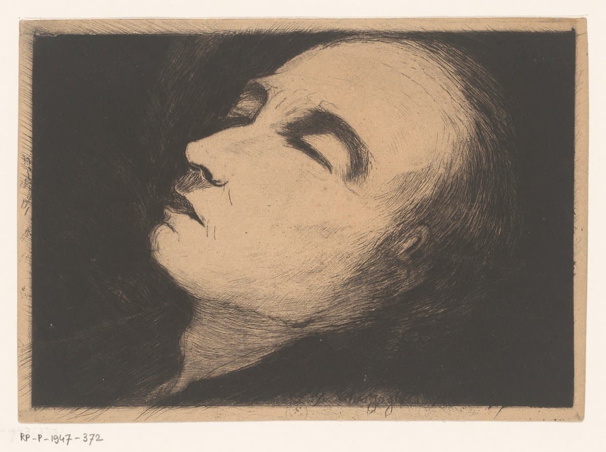 Portrait of Vincent van Gogh on his deathbed